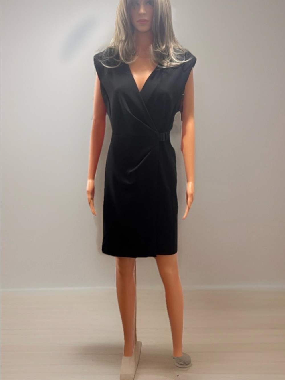Calvin Klein Black Midi Wrap-Style Dress